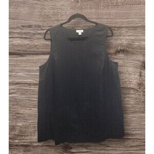 J. Jill Pure Jill Linen Black Wrap Sleeveless Tunic Top LARGE
